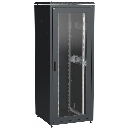 Шкаф сетевой 19' LINEA N 42U 800х800мм стеклянная передняя дверь задняя металлическая черный