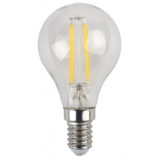 Лампа светодиодная F-LED P45-9w-827-E14  (филамент, шар, 9Вт, тепл, E14) (10/100/4000) ЭРА
