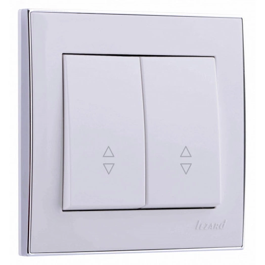 RAIN Выключатель проходной двойной белая с боковойвставкой хром