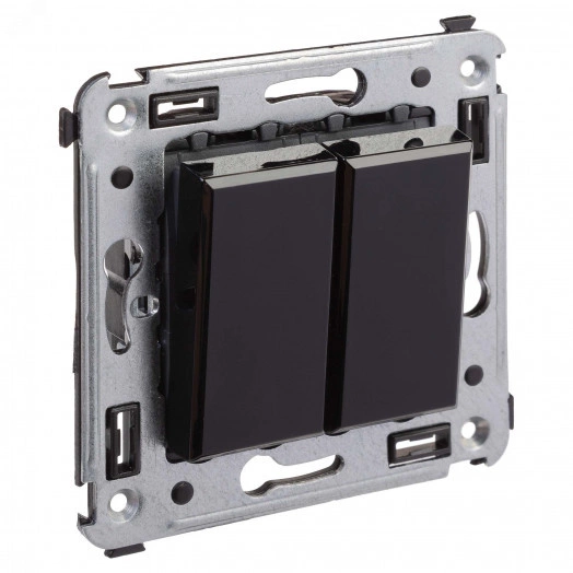 Avanti Выключатель двухклавишный в стену, Черный   квадрат