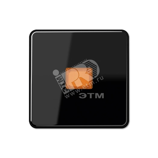 Клавиша с оранжевым окошком для выключателя с подсветкой  черная