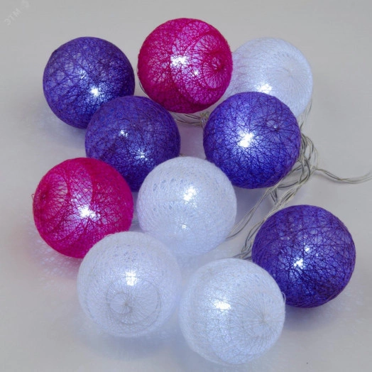 Гирлянда светодиодная Клубки на батарейках 2AA (не в/к) 2м 10 светодиодов Белый свет Провод прозрачный ULD-S0200-010/STB/2AA WHITE IP20 TANGLES-1