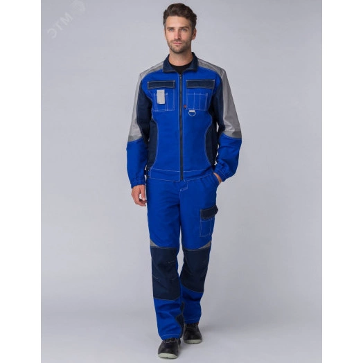 Костюм Формула (ткань Смесовая,240) полукомбинезон, васильковый темно-синий св.серый 52-54  182-188