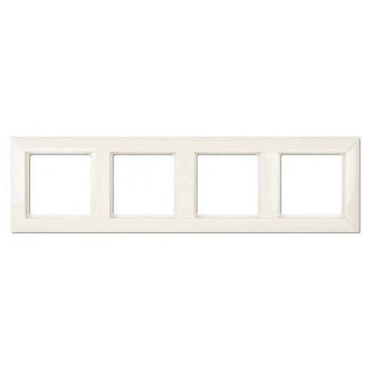Рамка 4-местная для вертикальной и горизонтальной установки. Серия- Eco Profi. Материал- термопласт. Цвет- слоновая кость.