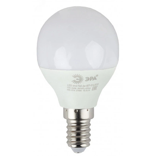 Лампа светодиодная ECO LED P45-6W-840-E14 (диод, шар, 6Вт, нейтр, E14 (10/100/3000) ЭРА