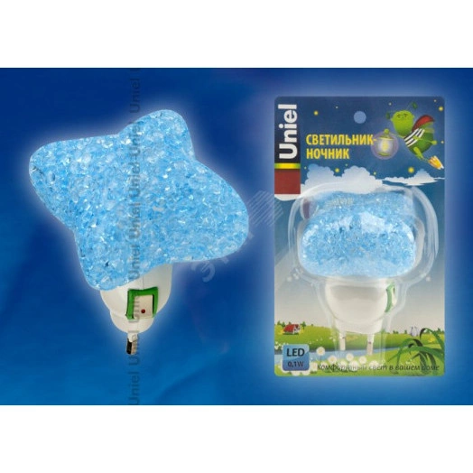 Ночник светодиодный  DTL309 0,1W 1LED синий Звездочка Uniel