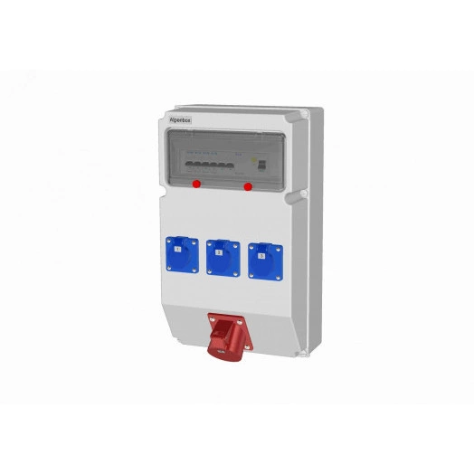 Устройство распределительное AlpenBox 0040164  3хSHUKO16А250В 1хСЕЕ32А5п с защитой, вход УЗО, 297x504x177, настенное, пластик, IP44