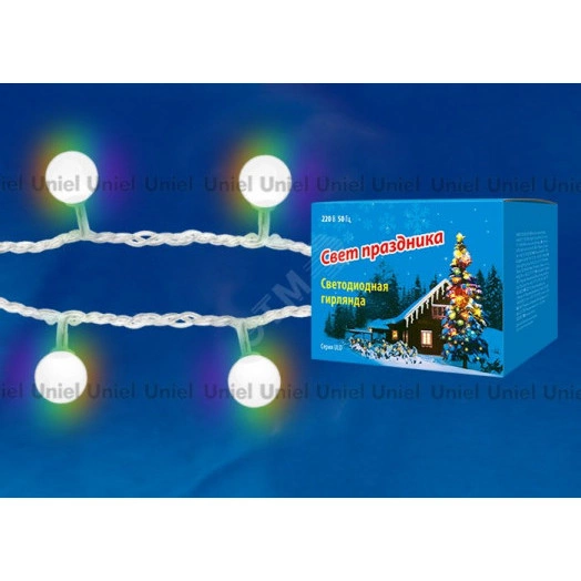 Гирлянда светодиодная Радуга 25 светодиодов 2,8 м RGB IP20 провод прозрачный ULD-S0280-025/DTA RGB IP20 RAINBOW