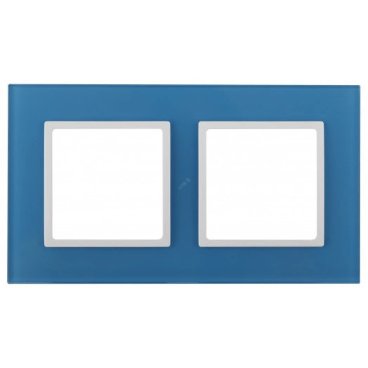 Рамка на 2 поста, стекло, Эра Elegance, голубой+бел, 14-5102-28