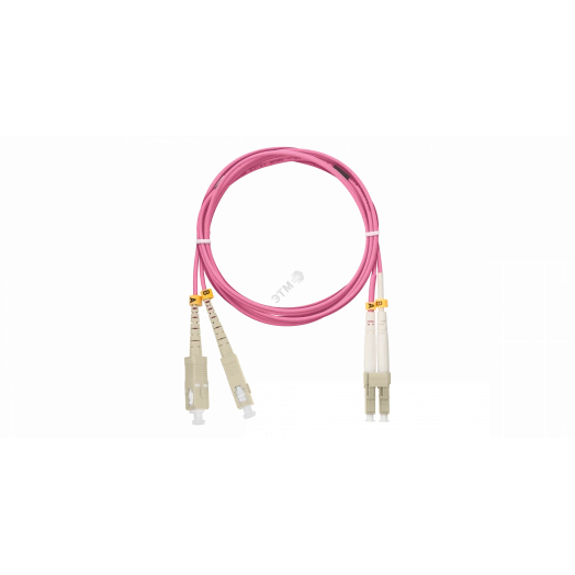 Шнур опт перех, MM 50/125 OM4, SC/UPC-LC/UPC, двойной, LSZH, 2мм, маджента, 2м