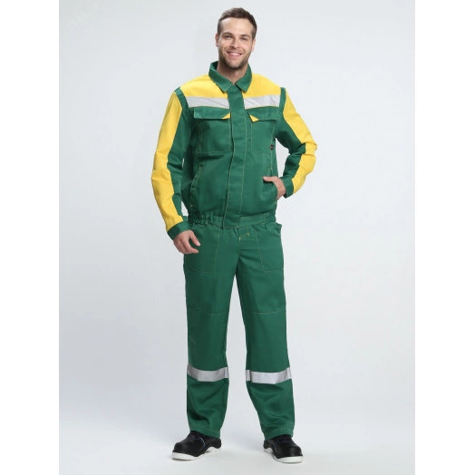 Костюм Сфера NEW (ткань Смесовая,210) полукомбинезон, зеленый/желтый, 52-54/ 170-176