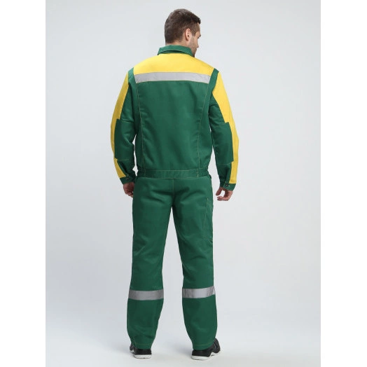 Костюм Сфера NEW (ткань Смесовая,210) полукомбинезон, зеленый/желтый, 52-54/ 170-176