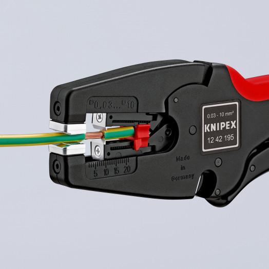 Стриппер автоматический MulTiSTrip 10 зачистка 003-10мм (AWG 32-7) рез кабеля одножильные 6мм многожильные 10мм L=195мм рукоятки с зоной мягкого пластика для надежного хвата