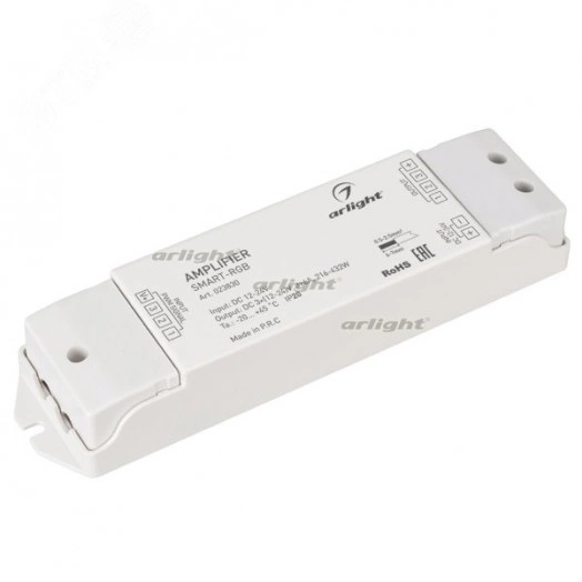 Усилитель SMART-RGB (12-24V, 3x6A) (ARL, IP20 Пластик, 5 лет)