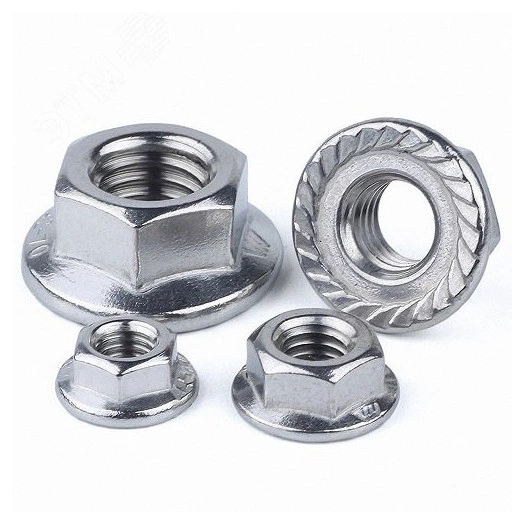 Гайка DIN6923  M6  A4, с фланцем и насечками