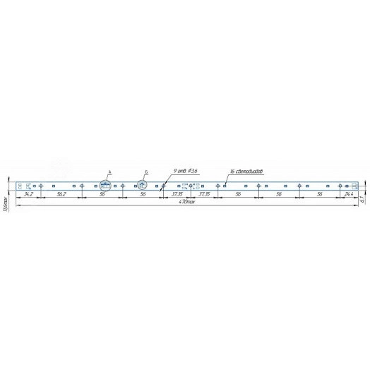 Модуль светодиодный LINE 470x11.6 AL1 2x8 Lumileds 2835 CRI80 3000K