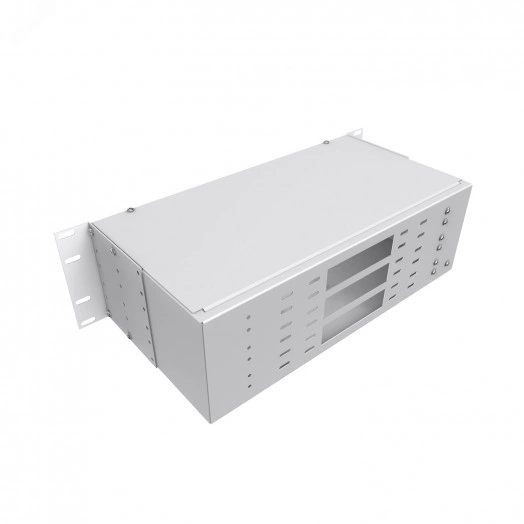 Кросс оптический 19'' частично укомплектованный 3U, 64/96 портов FC/ST (планки FC/ST-12шт, планка-заглушка-4шт, сплайс-кассета-3шт) серый RAL 7035