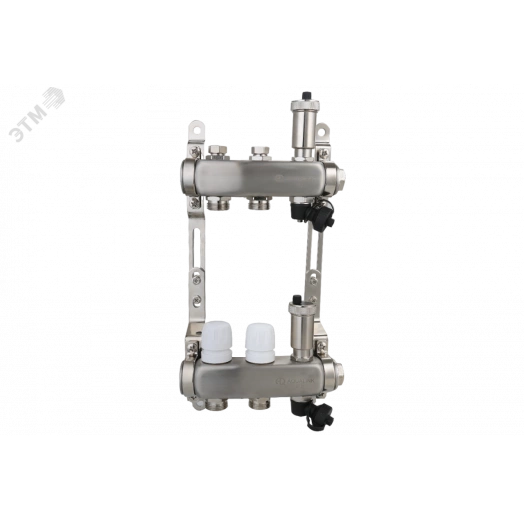 Коллекторная группа с настроечными и регулировочными клапанами, автоматическими воздухоотводчиками дренажными клапанами нержавеющей стали 1' 2 х 3/4'