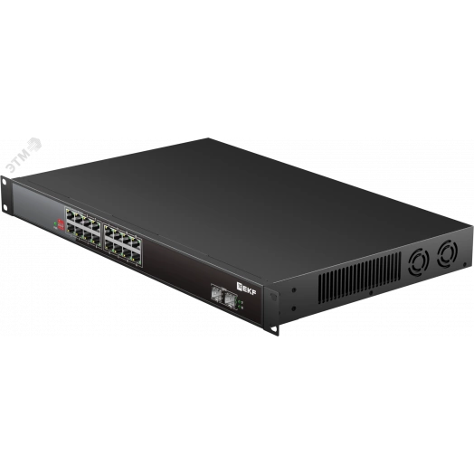 Коммутатор промышленный неуправляемый U-2GX/SFP-16GTP-R, 2 порта 1000Base-X SFP, 16 портов 10/100/1000Base-T(X) RJ45 c PoE, монтаж в 19'' стойку TSX EKF