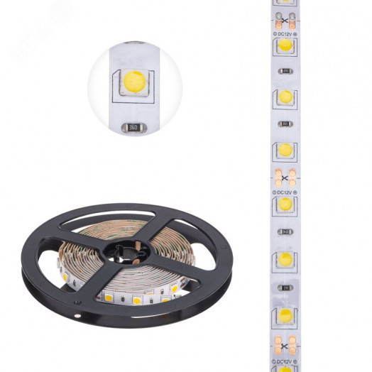 Лента LED 3 м 12 В 5050 2700 К IP23 60 LED/м для БП с клеммами LAMPER