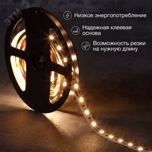 Лента LED 3 м 12 В 5050 2700 К IP23 60 LED/м для БП с клеммами LAMPER