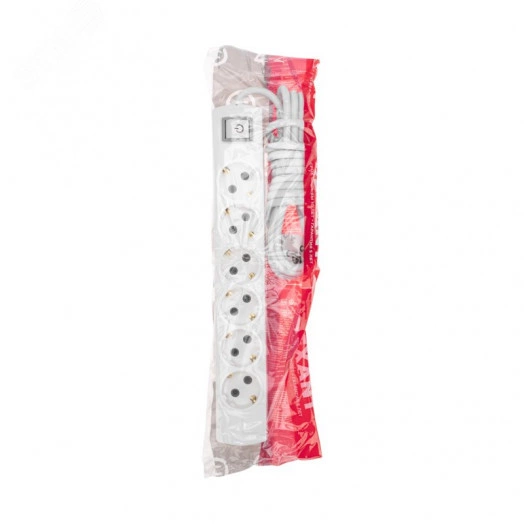 Удлинитель PREMIUM 6 гнезд, 3 м, 3х1,5 мм2, с/з, с выключателем, белый