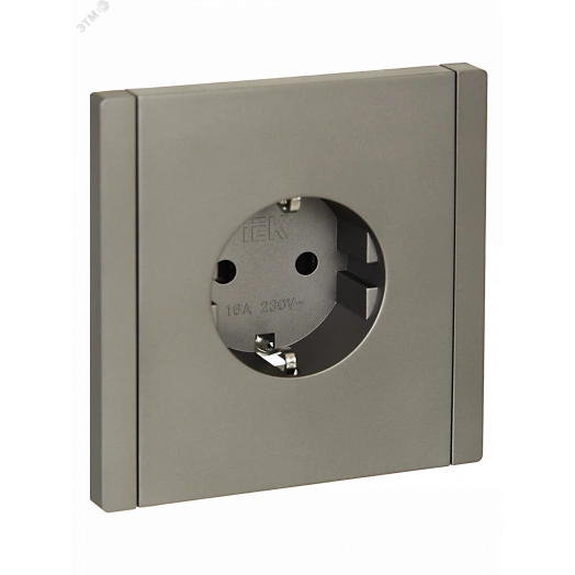 FORTE&PIANO Розетка 1-местная с заземлением с защитными шторками безвинтовое крепление 16А FP513 сталь IEK