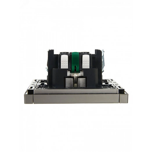 FORTE&PIANO Розетка 1-местная с заземлением с защитными шторками безвинтовое крепление 16А FP513 сталь IEK