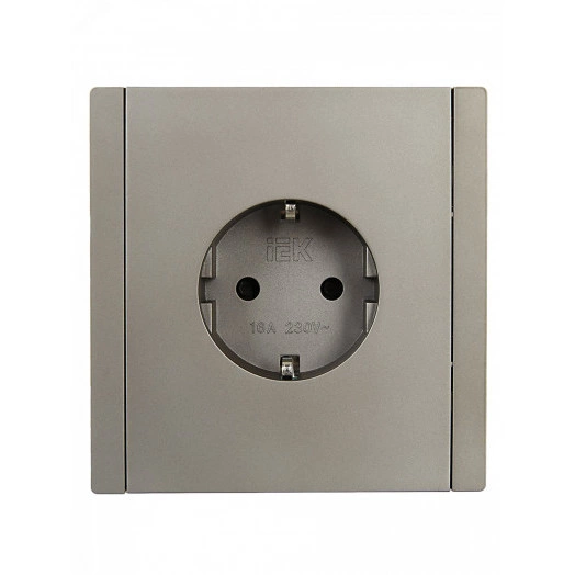 FORTE&PIANO Розетка 1-местная с заземлением с защитными шторками безвинтовое крепление 16А FP513 сталь IEK
