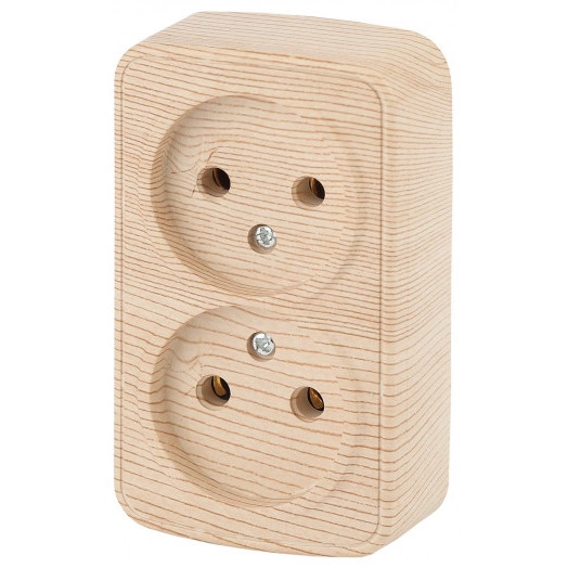Розетка 2х2P, 16A-250В, ОУ, Polo, сосна, 3-203-11
