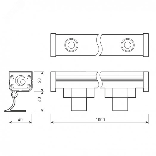 Линейный прожектор AR-LINE-1000-24W Warm3000 (GR, 30 deg, 230V) (IP65 металл, 3 года)