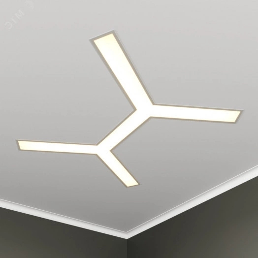 Светильник светодиодный RVE-LBX-TRINITY-2X-1646-VG (Трехлучевой крест 2х 1646х1877х110мм S80мм 111Вт встраиваемый под шпаклевку 4000K Белый)