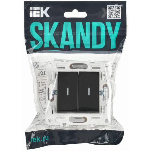 SKANDY Выключатель 2-клавишный проходной с индикацией 10А SK-V10Bl черный IEK