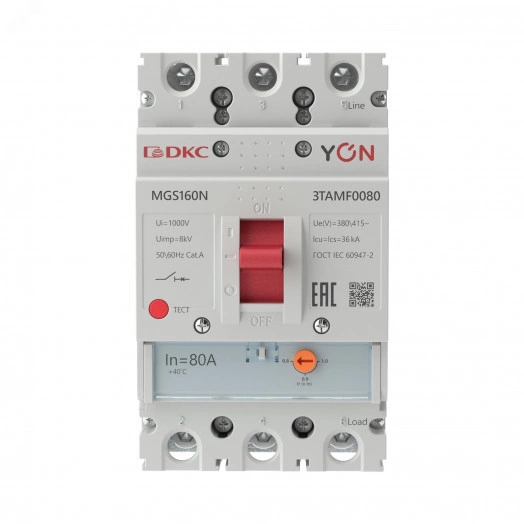Выключатель автоматический YON MGS160 3P 64-80A 36kA