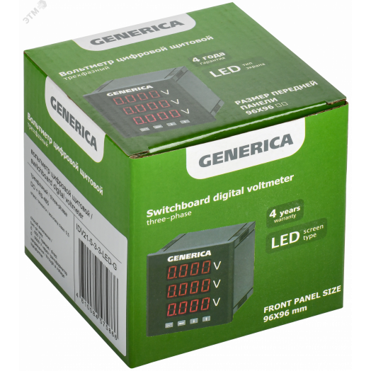 Вольтметр цифровой щитовой трехфазный DO RS-485 96х96мм LED GENERICA