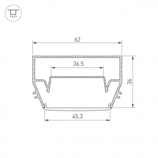 Профиль STRETCH-S-50-CEIL-CENTER-2000 (GAммA50) (Алюминий)
