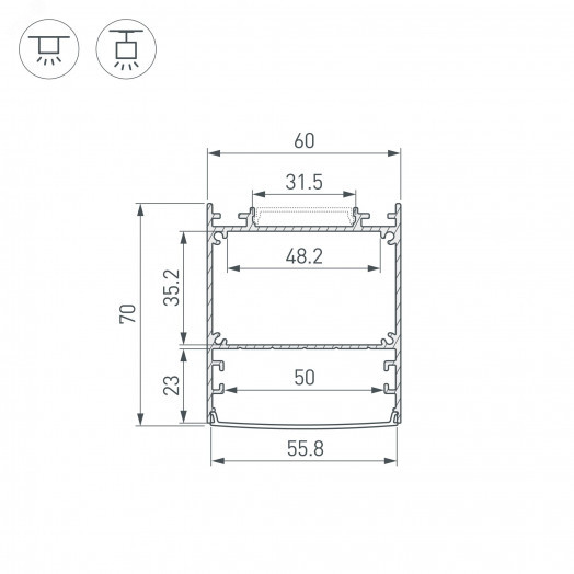 Профиль LINE-6070-3000 ANOD BLACK (Arlight, Алюминий)