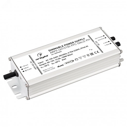 Блок питания ARPV-UH12150-PFC-DALI2-PH (12V, 12.5A, 150W) (IP67 металл, 7 лет)