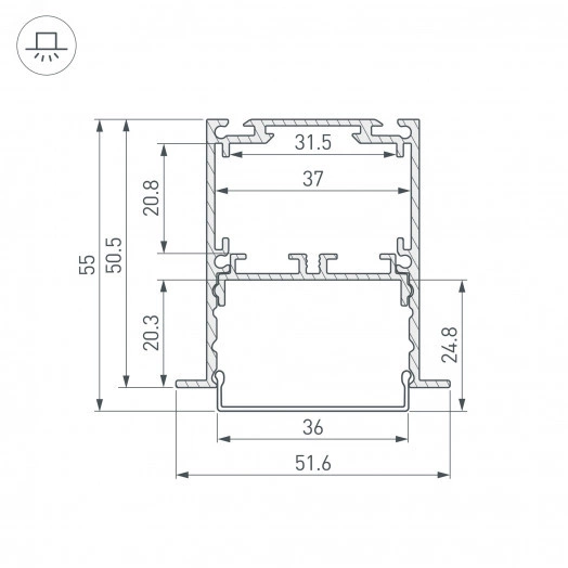 Профиль SL-LINIA52-3L-F-2000 ANOD (Arlight, Алюминий)