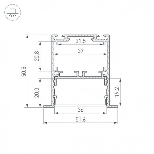 Профиль SL-LINIA52-3L-F-2000 ANOD (Arlight, Алюминий)