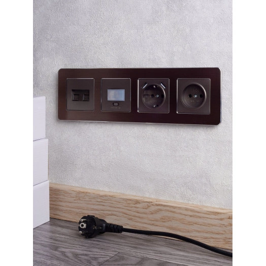 BRITE Рамка 4 поста РУ-4-1-Бр металл коричневый RE AL IEK