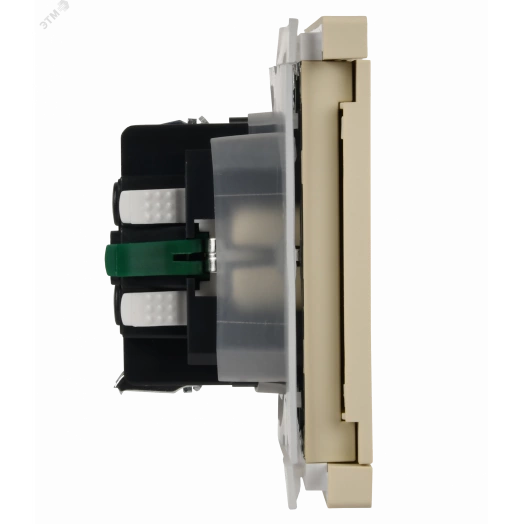 FORTE&PIANO Розетка 1-местная с заземлением с защитными шторками и крышкой безвинтовое крепление 16А IP44 FP419 ваниль IEK