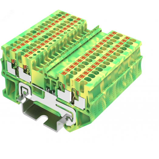 Клемма TP 2-2 земля, Push-in, сечение 1,5 мм. кв., желто-зеленая