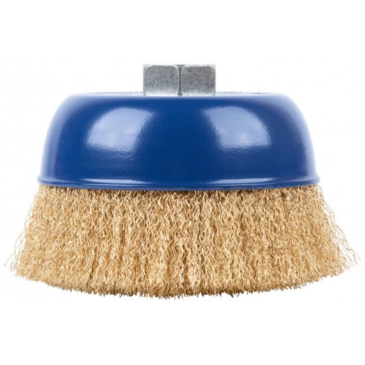 Щетка для УШМ, М14, тип ''Чашка'', латунированная витая проволока 0,3 мм, 125 мм, Profi