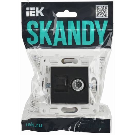 SKANDY Розетка двойная TV+RJ45 кат.6E SK-A15Bl черный IEK