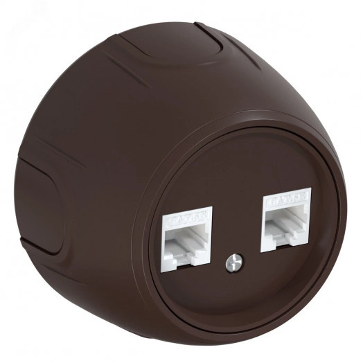 Розетка двойная компьютерная RJ45 кат.5e  Rotondo, цвет коричневый