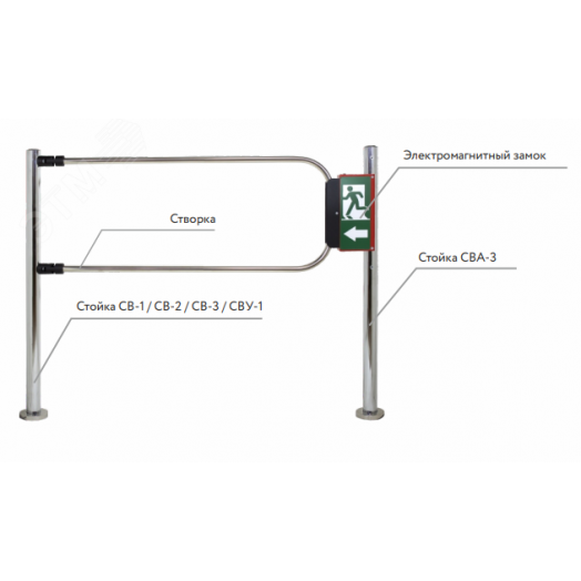Стойка вертикальная СВА-3 с электомагнитной разблокировкой