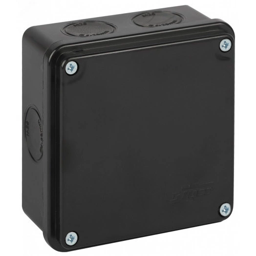 Коробка распаячная для открытой проводки, двухкомпонентная 100х100х50 мм (черная)