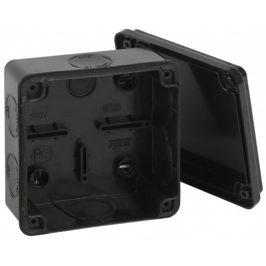 Коробка распаячная для открытой проводки, двухкомпонентная 100х100х50 мм (черная)