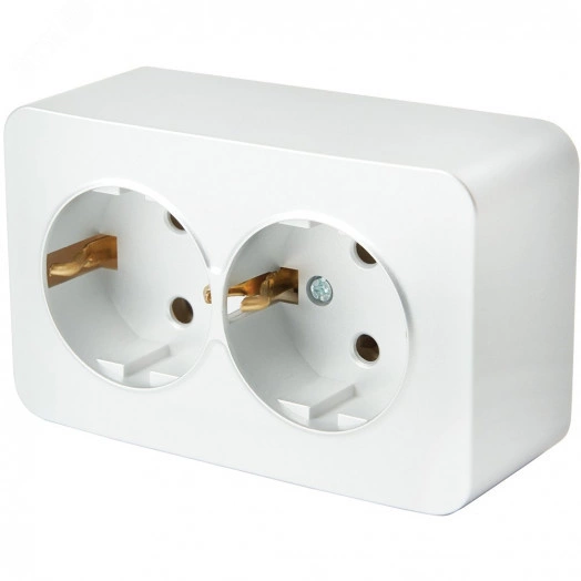 Розетка двухместная с/з 250В 10А серия София белый STEKKER